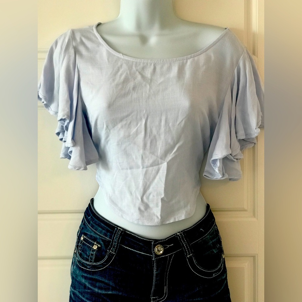 C’Isa light blue linen crop top Sz. Sm